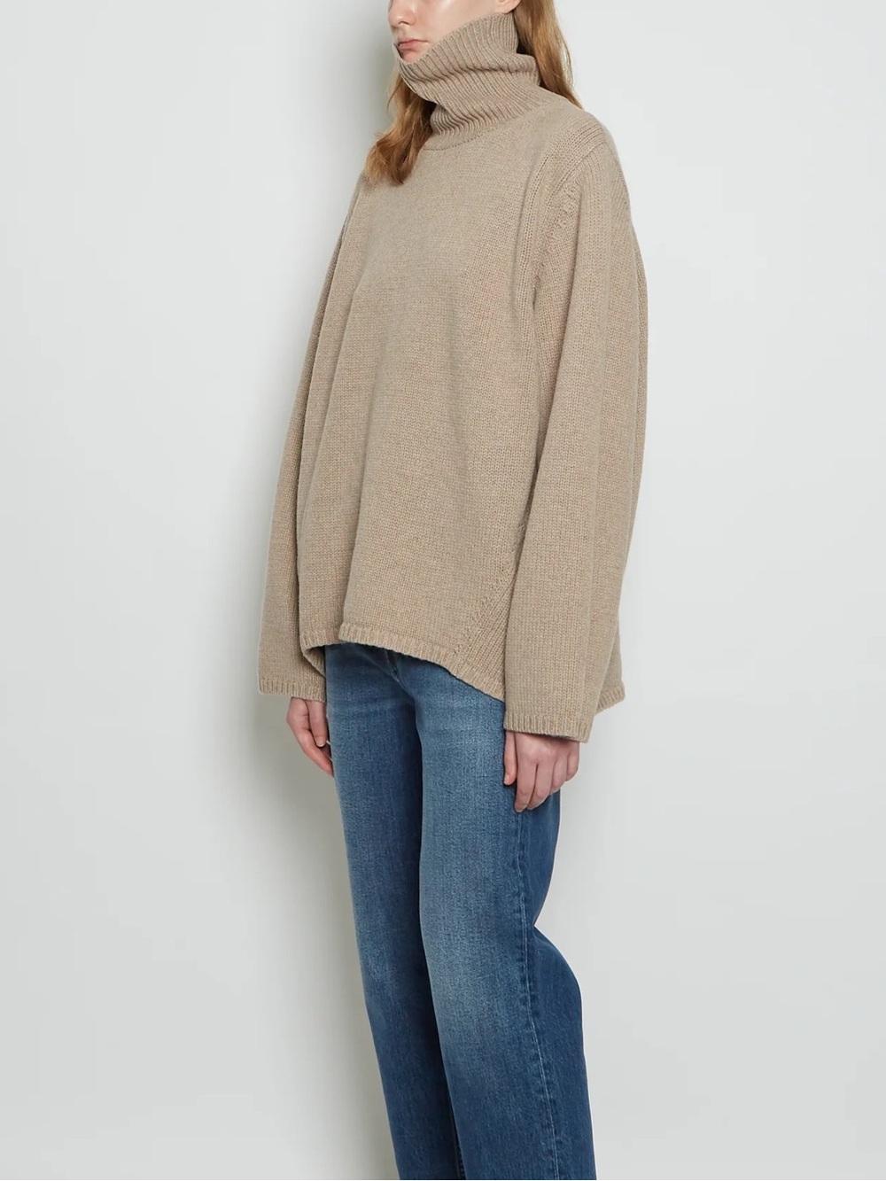 Toteme Wool Cashmere Turtleneck in Beige Melange‎